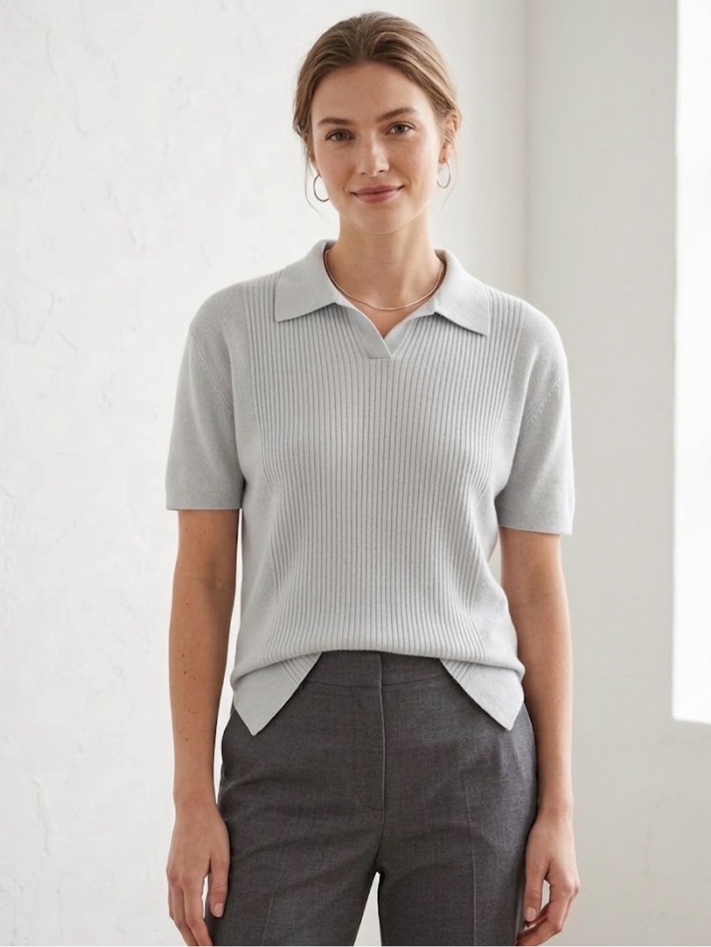 Banana Republic Cashmere Silk Polo Sweater Size Large
